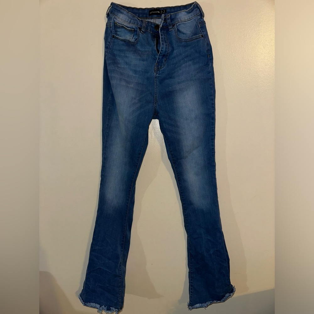 Frayed Hem Wide Leg Jeans